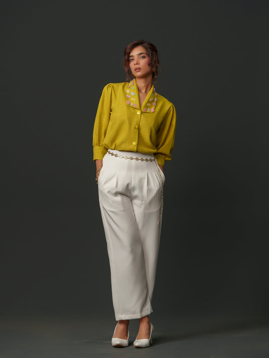 Emy - Linen shirt with collar work