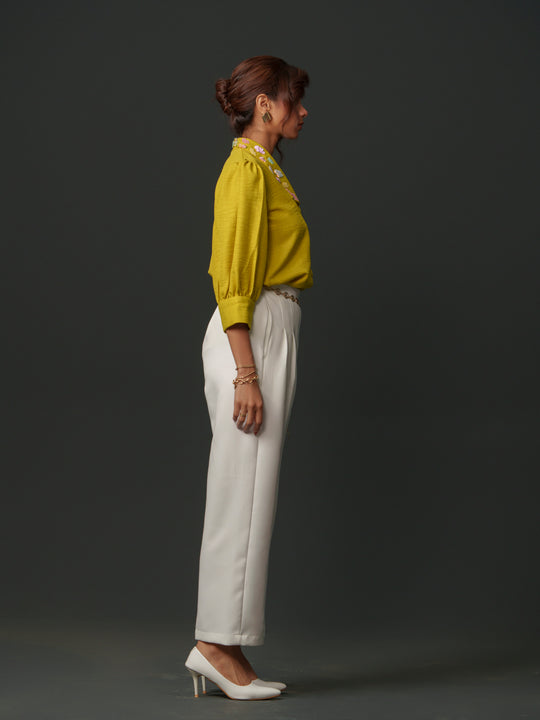 Emy - Linen shirt with collar work
