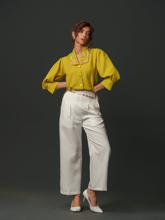 Emy - Linen shirt with collar work