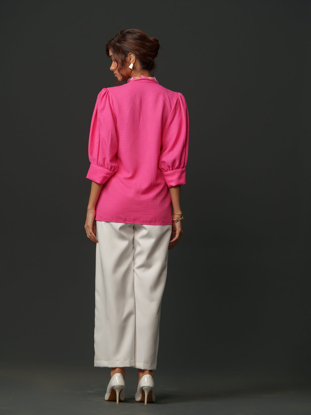 Emy - Linen shirt with collar work