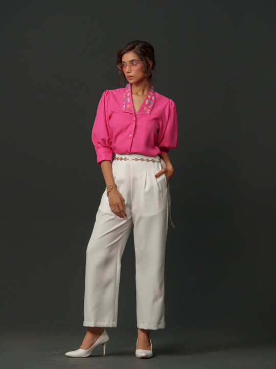 Emy - Linen shirt with collar work