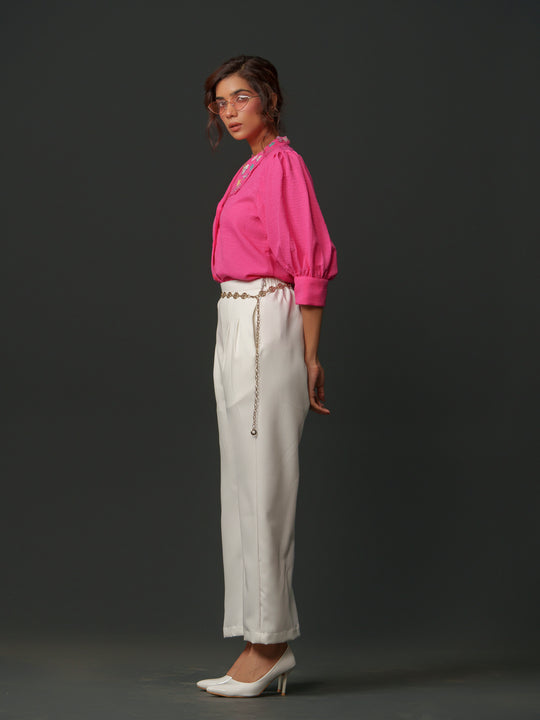 Emy - Linen shirt with collar work