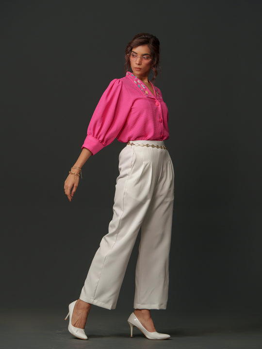 Emy - Linen shirt with collar work