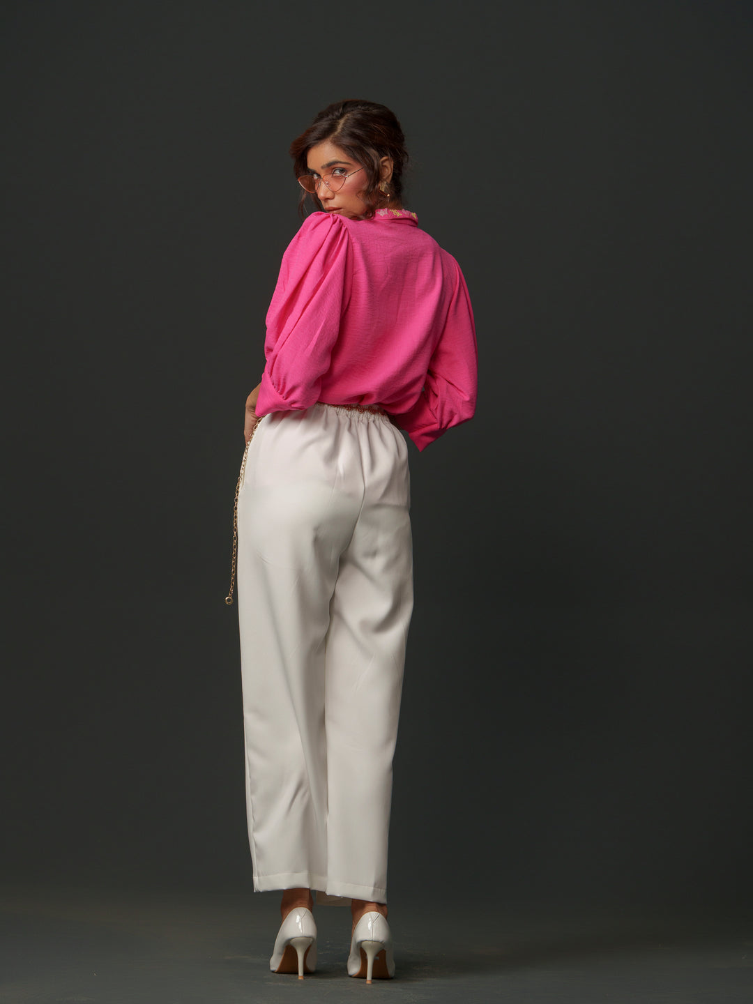 Emy - Linen shirt with collar work