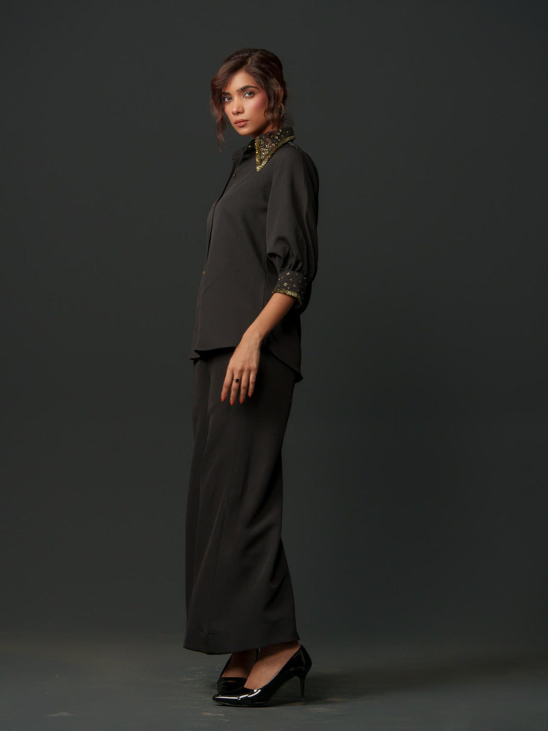 Song - Women Shirt with Creative Collar and Sleeves