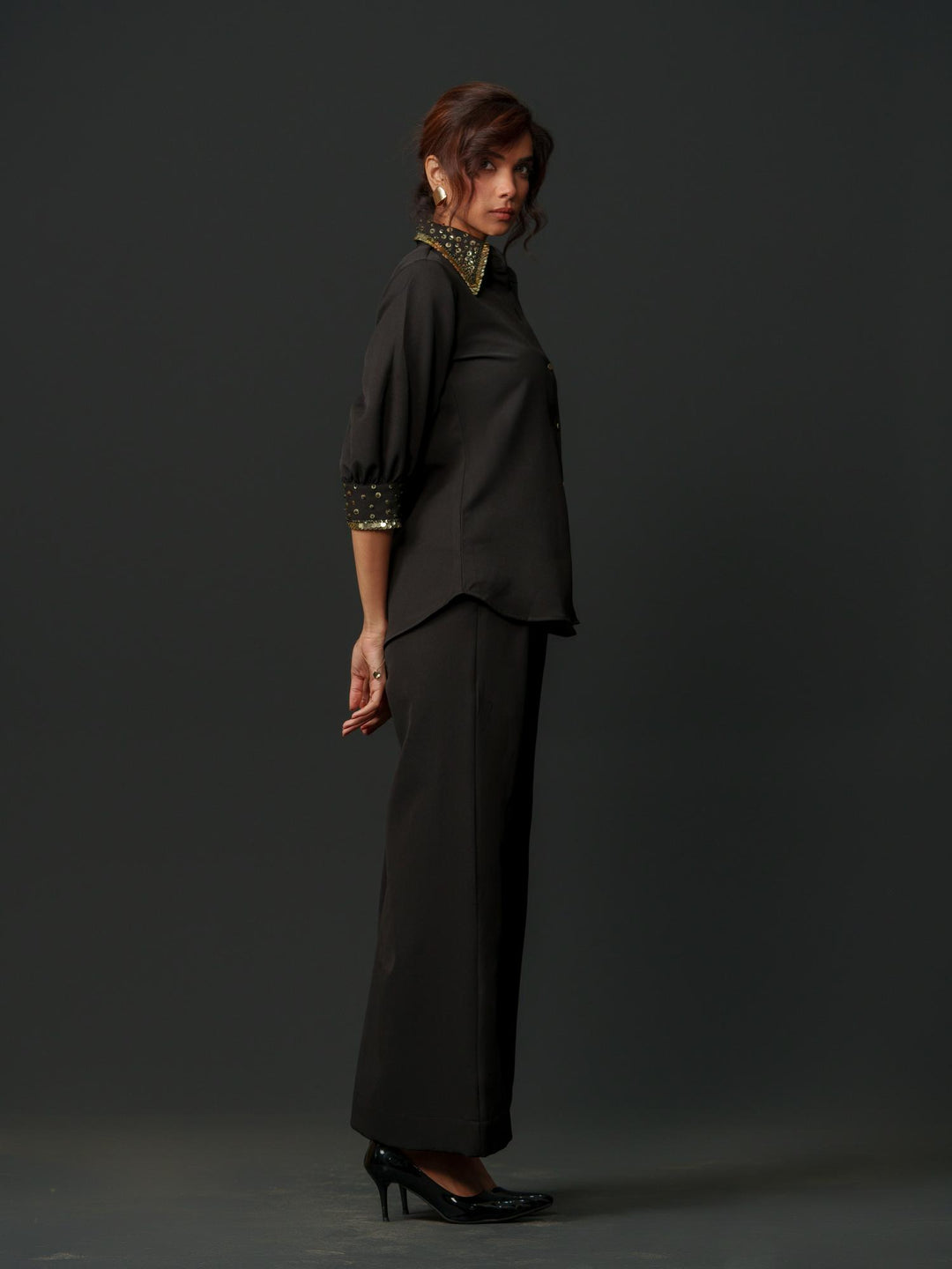 Song - Women Shirt with Creative Collar and Sleeves