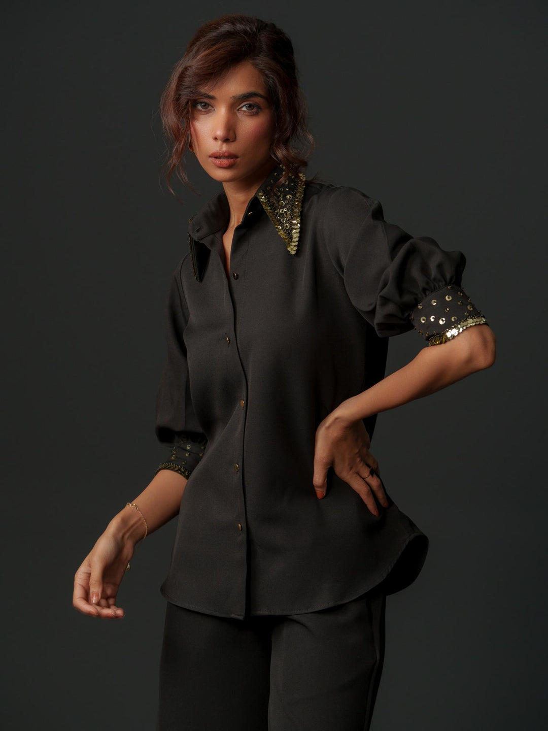 Song - Women Shirt with Creative Collar and Sleeves
