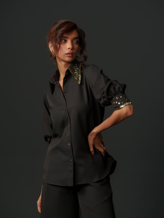 Song - Women Shirt with Creative Collar and Sleeves