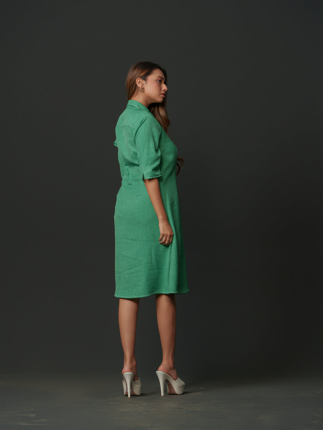 Mapel - Linen Knee Length Dress