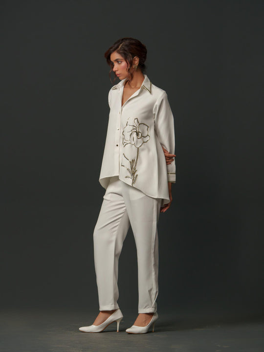 Janet - White Co'ord set with a Pinch of Sequence work