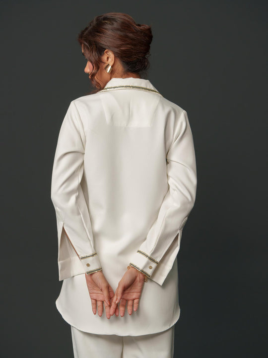 Janet - White Co'ord set with a Pinch of Sequence work