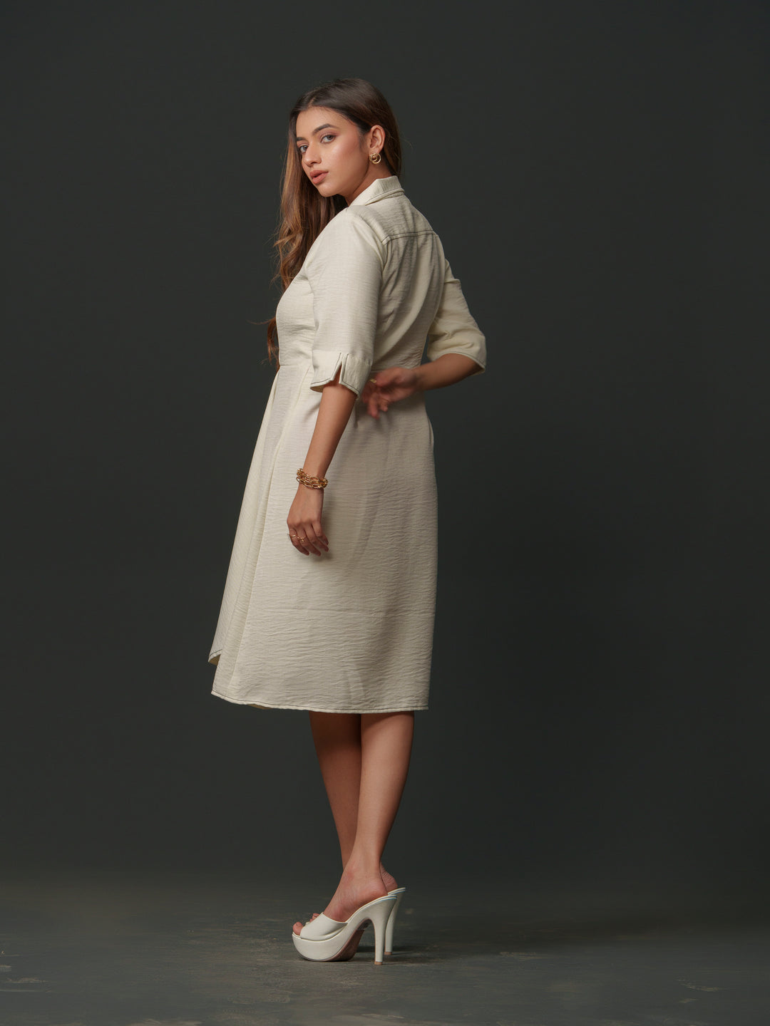 Mapel - Linen Knee Length Dress