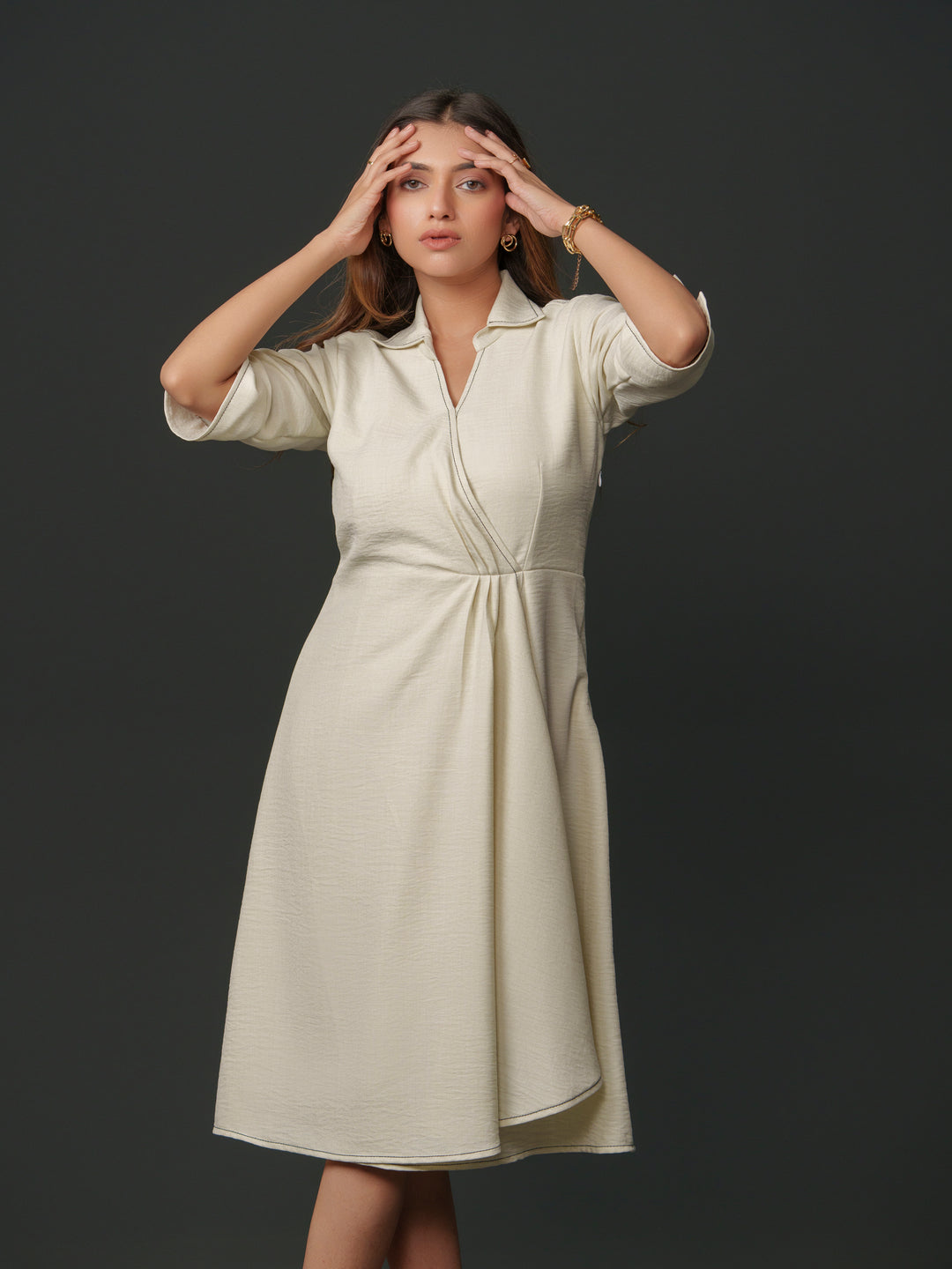 Mapel - Linen Knee Length Dress