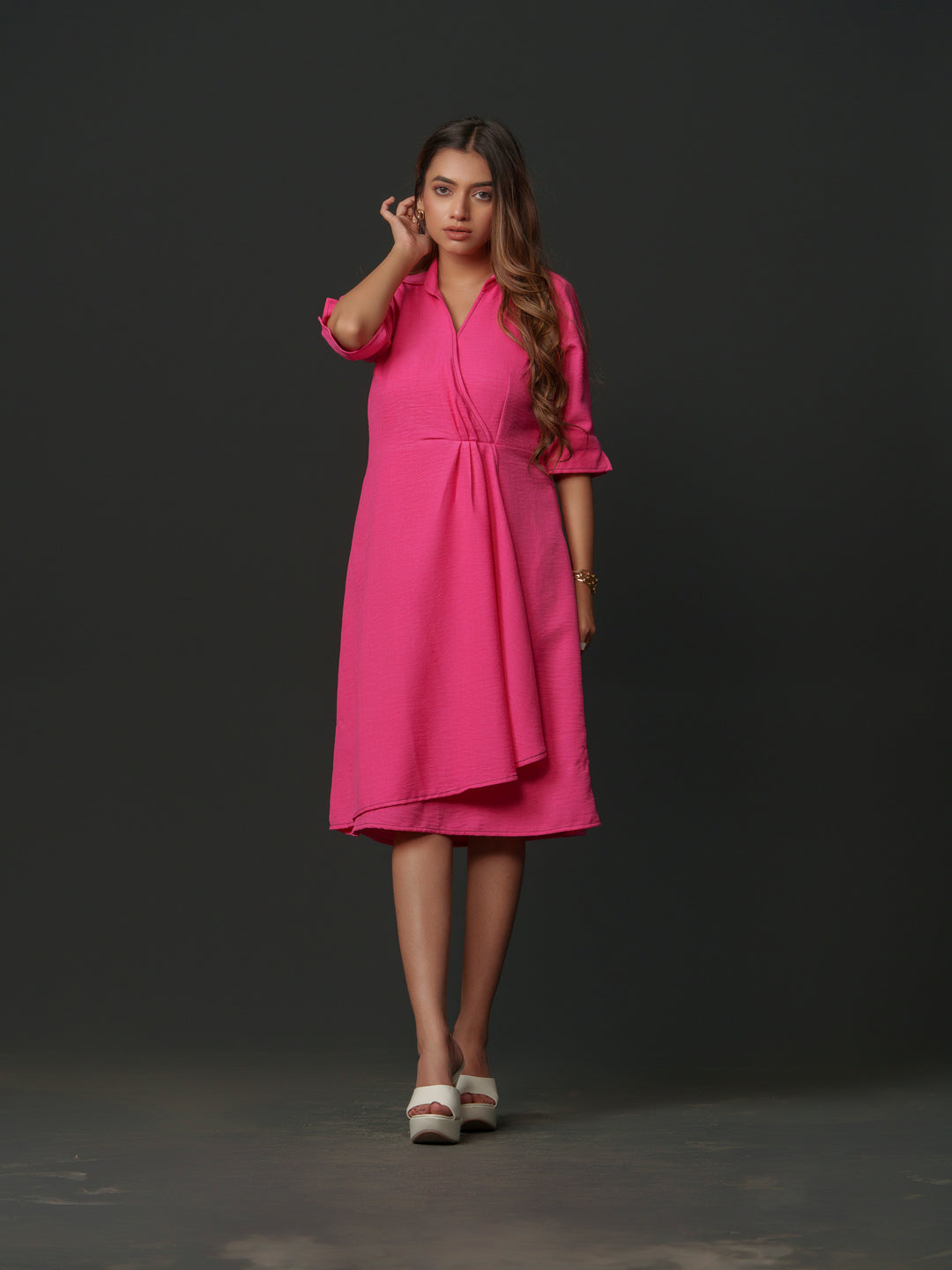 Mapel - Linen Knee Length Dress