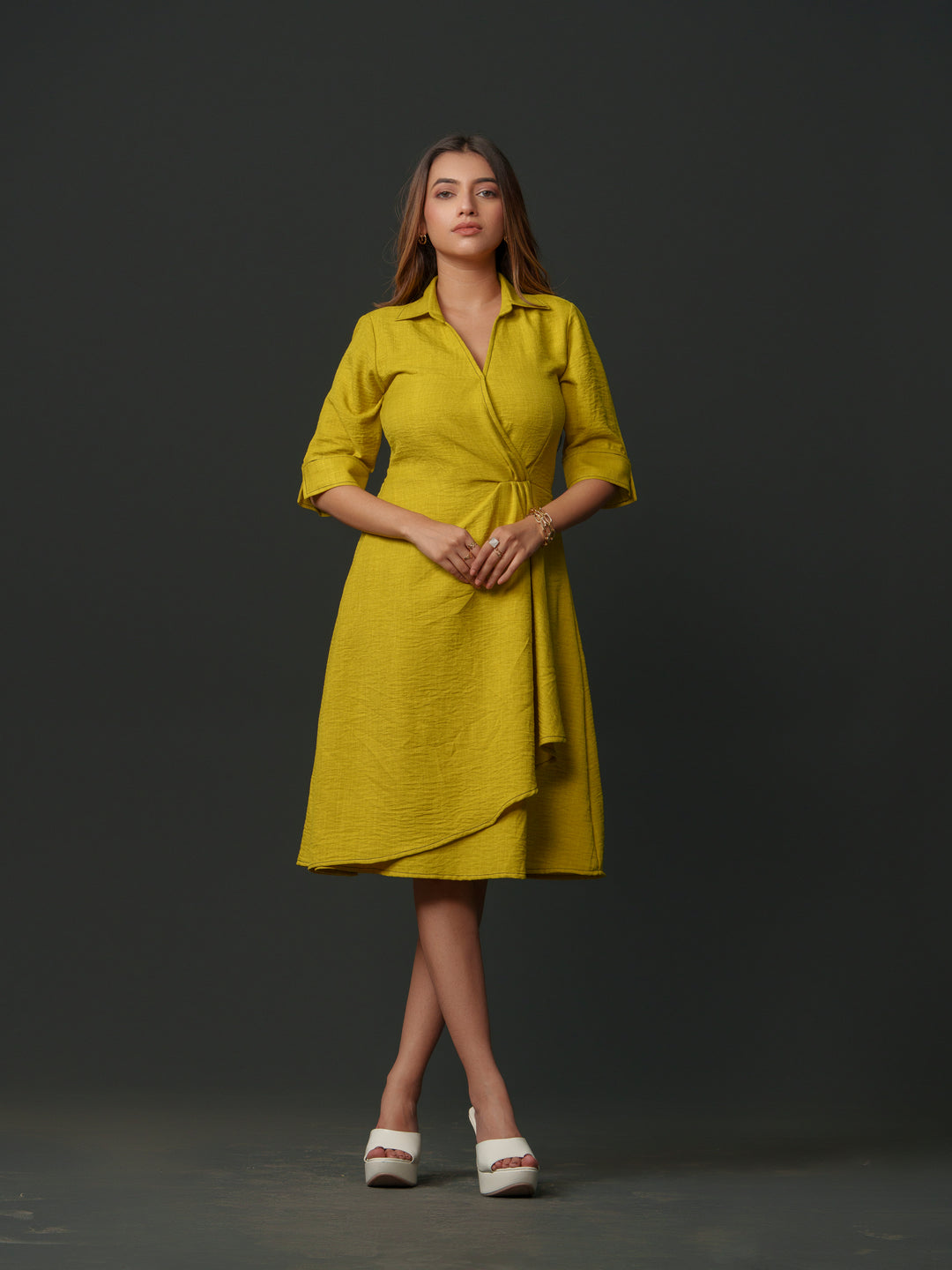 Mapel - Linen Knee Length Dress