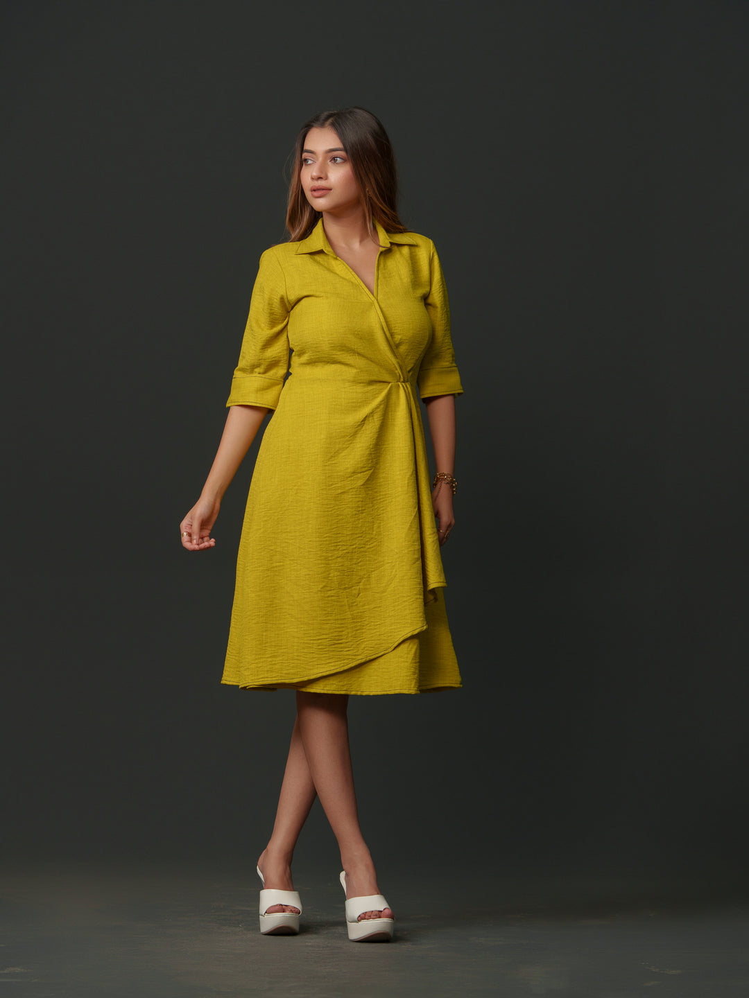 Mapel - Linen Knee Length Dress