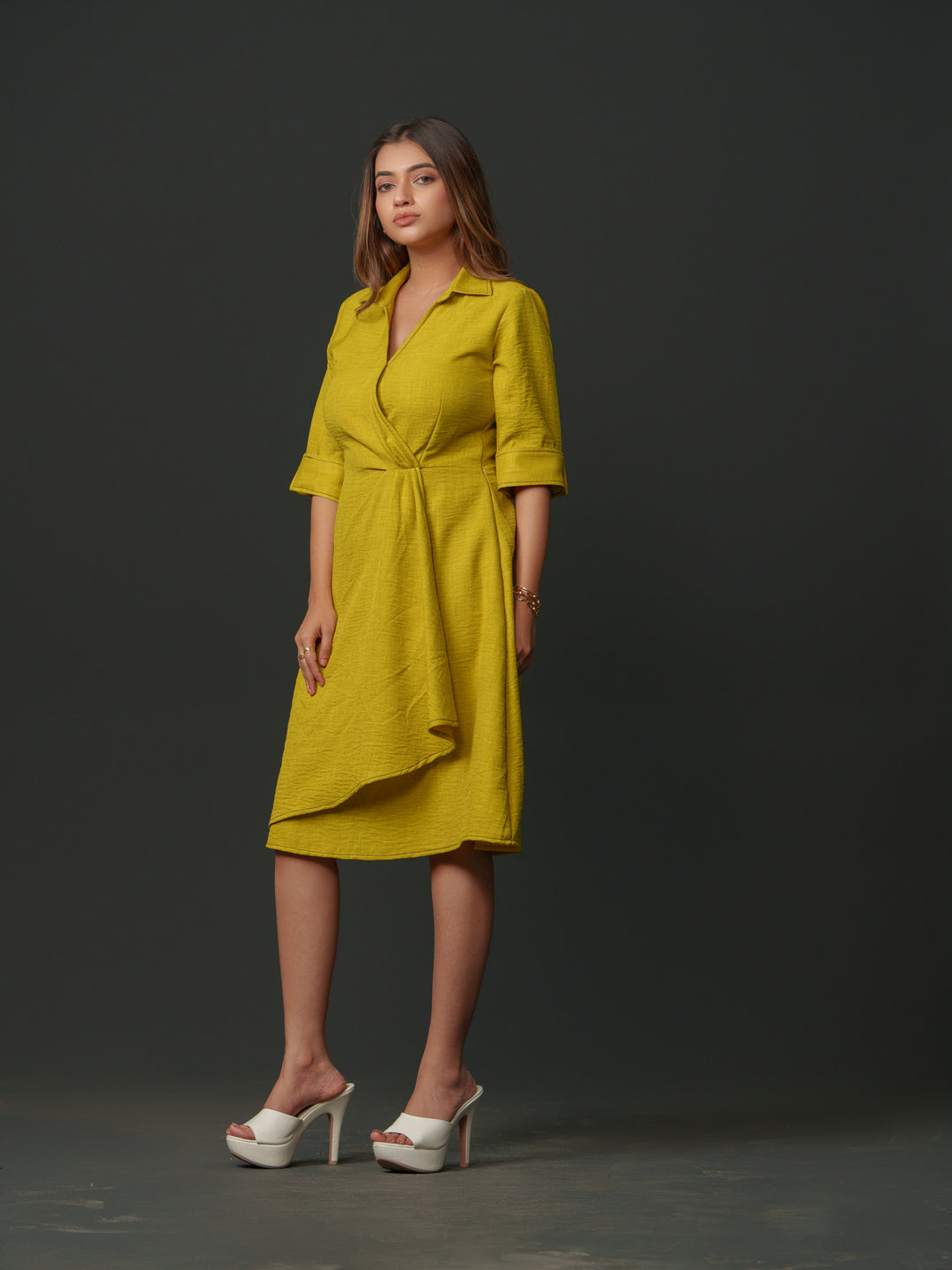 Mapel - Linen Knee Length Dress