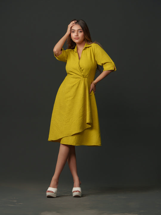 Mapel - Linen Knee Length Dress