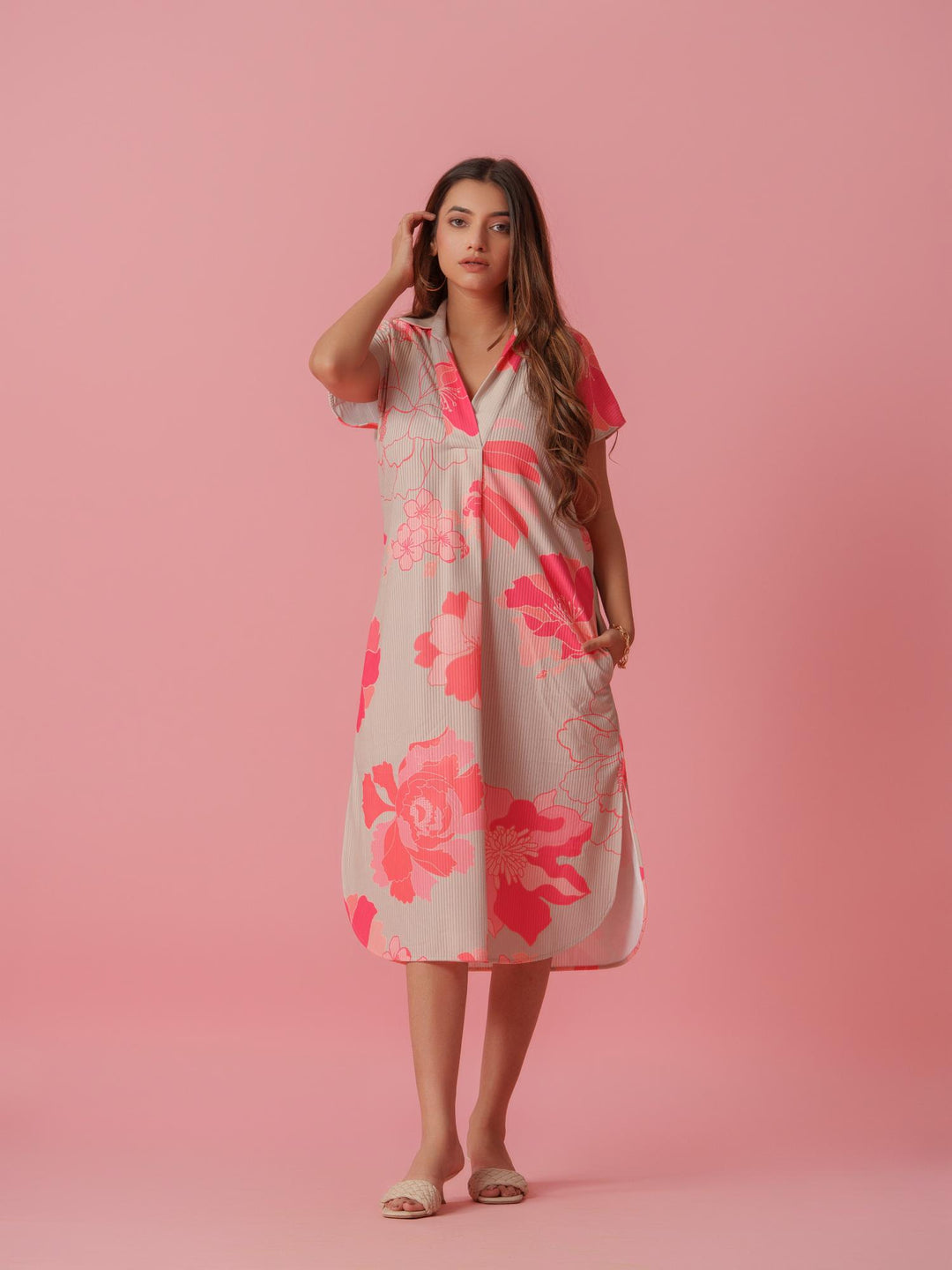 Carnation - Knitted Floral Print Dress