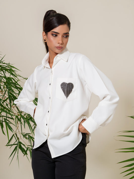 Valor- Premium Crepe Shirt With Rhinestone