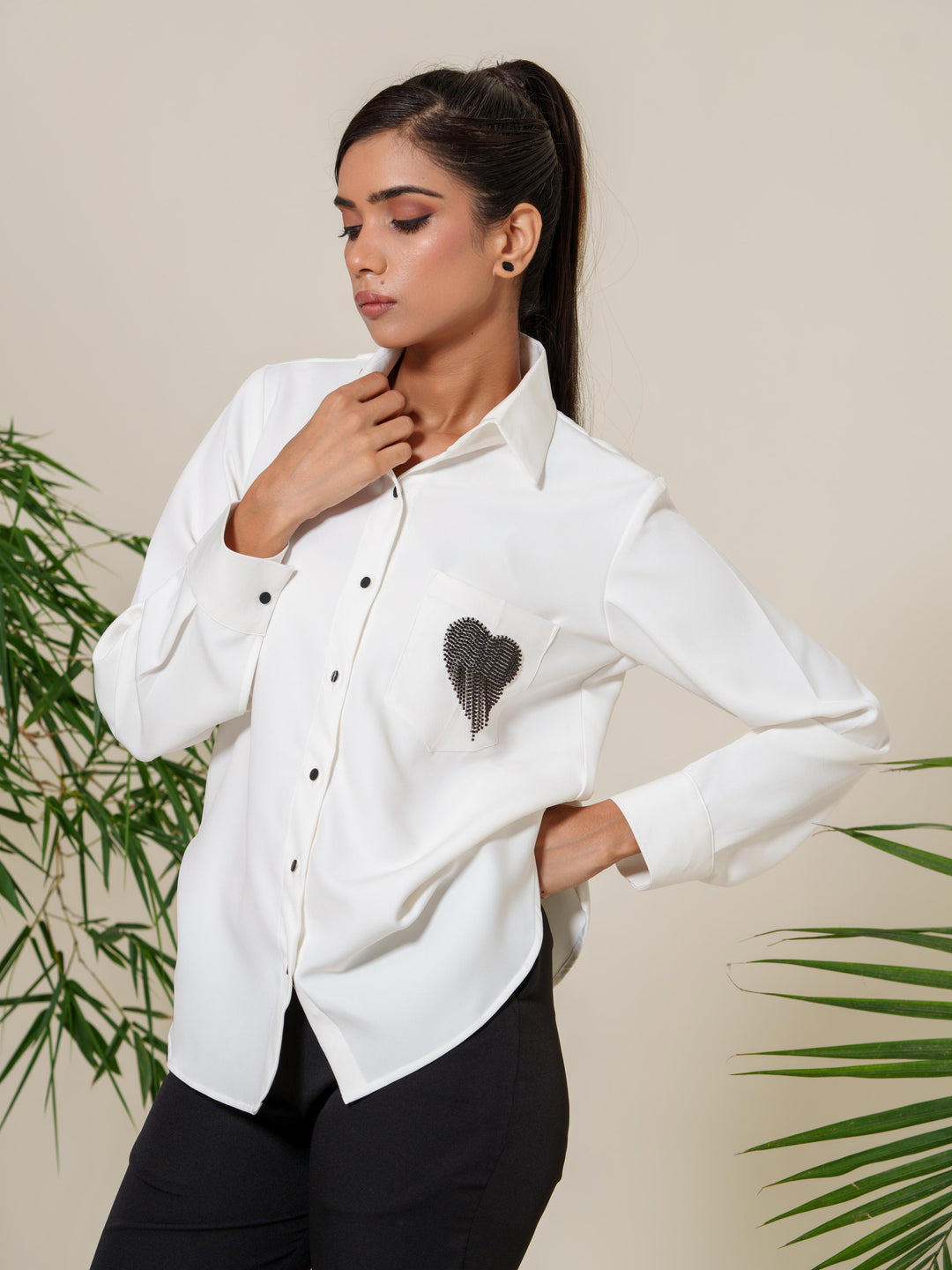 Valor- Premium Crepe Shirt With Rhinestone