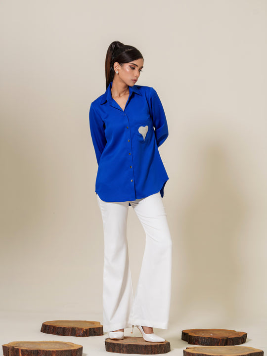 Valor- Premium Crepe Shirt With Rhinestone