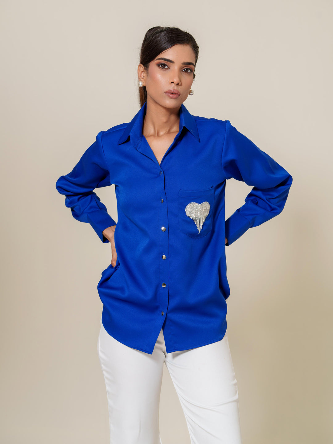 Valor- Premium Crepe Shirt With Rhinestone
