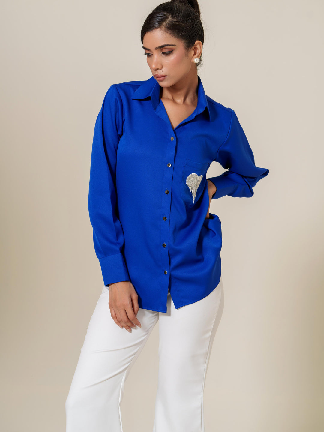Valor- Premium Crepe Shirt With Rhinestone