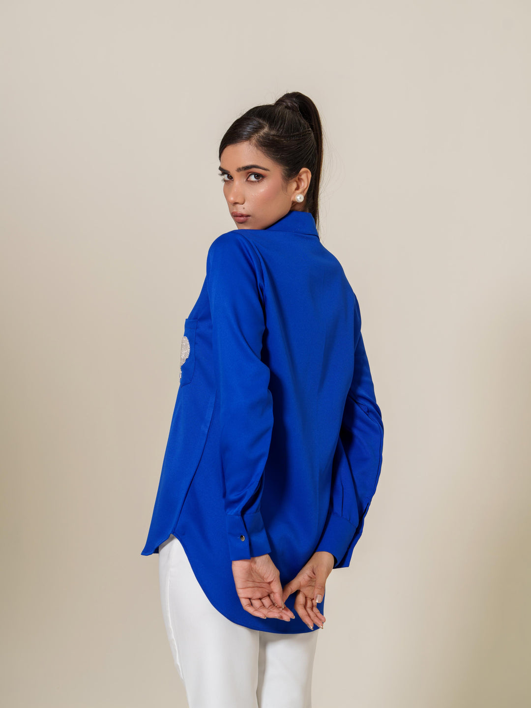 Valor- Premium Crepe Shirt With Rhinestone