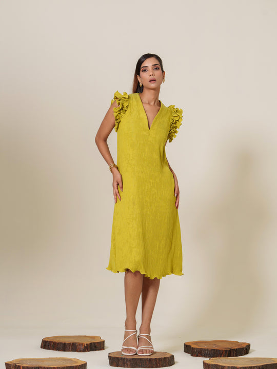 Scarlet- Knee Length Frilled Sleeveless Dress
