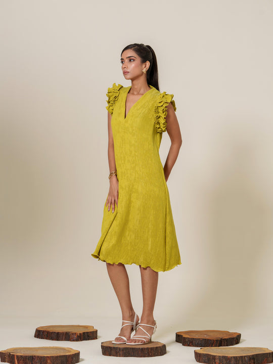 Scarlet- Knee Length Frilled Sleeveless Dress