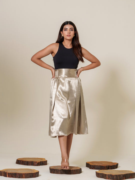 Dia- Flared Metallic Skirt