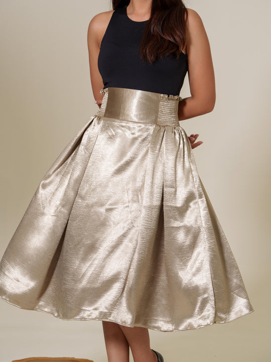 Dia- Flared Metallic Skirt