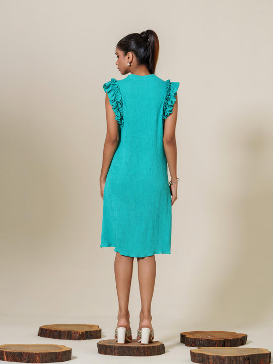 Scarlet- Knee Length Frilled Sleeveless Dress