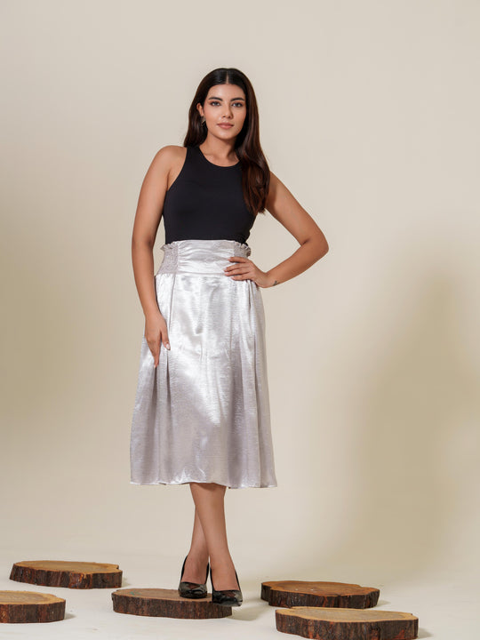 Dia- Flared Metallic Skirt