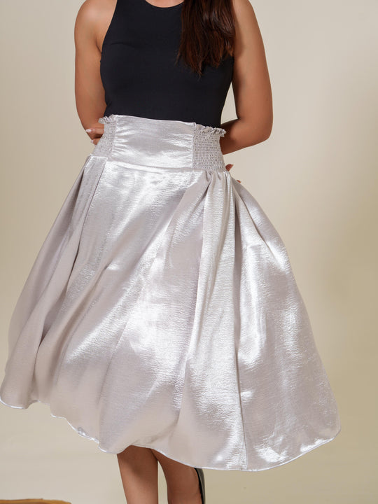 Dia- Flared Metallic Skirt