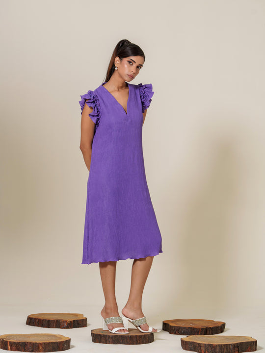 Scarlet- Knee Length Frilled Sleeveless Dress