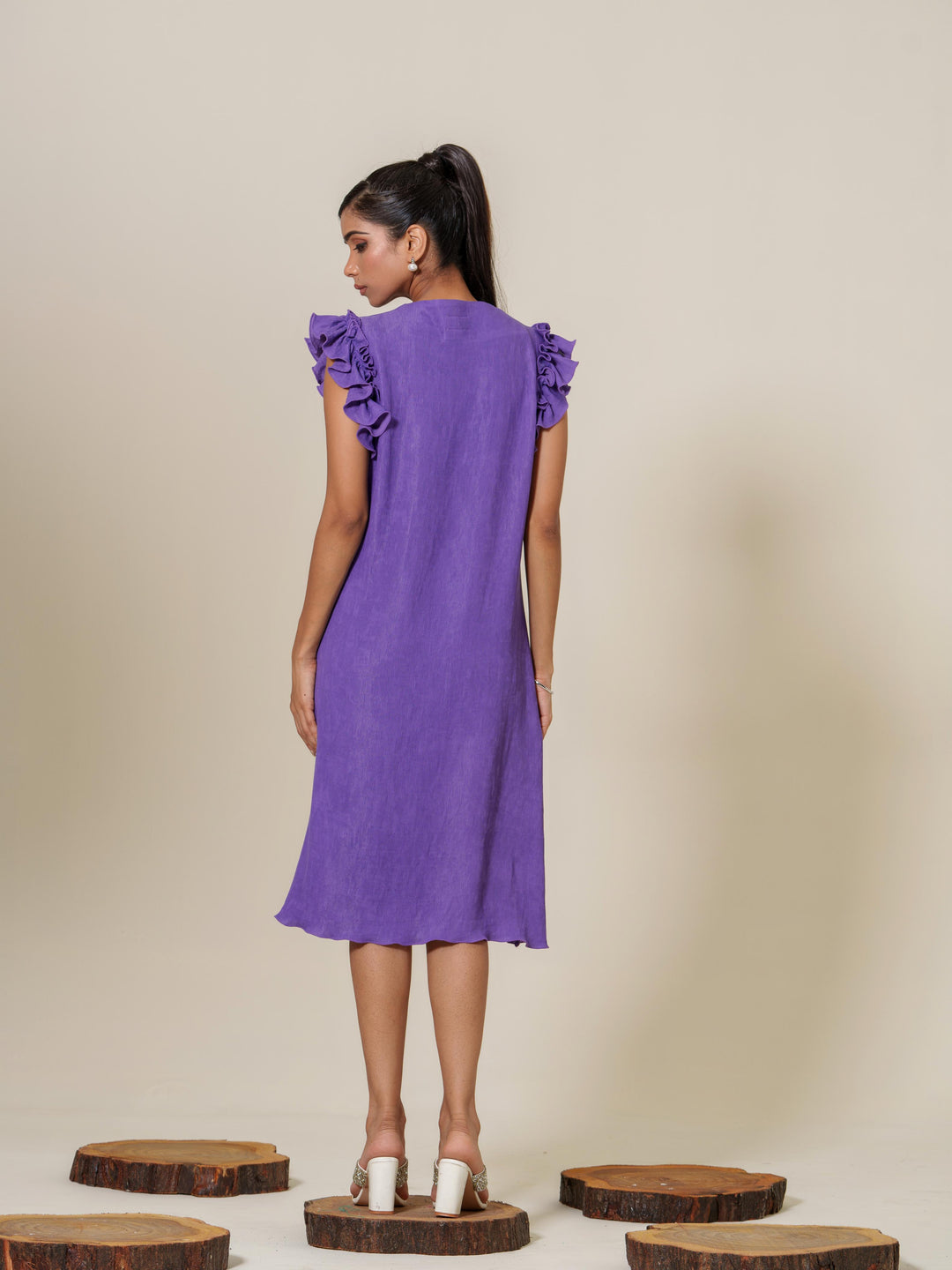 Scarlet- Knee Length Frilled Sleeveless Dress