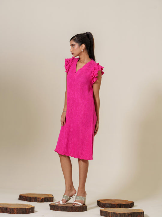 Scarlet- Knee Length Frilled Sleeveless Dress