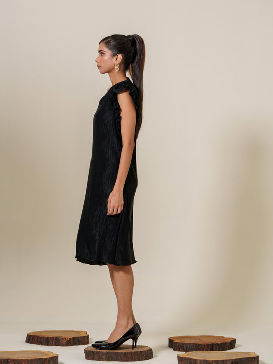 Scarlet- Knee Length Frilled Sleeveless Dress