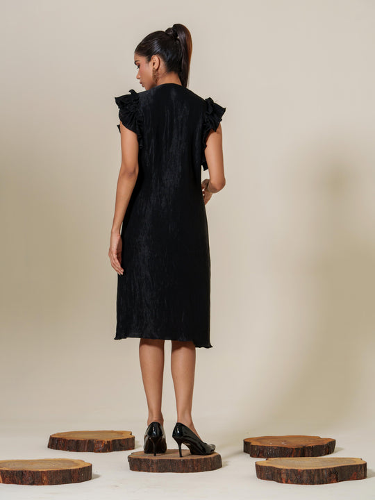 Scarlet- Knee Length Frilled Sleeveless Dress