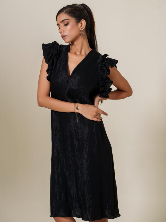 Scarlet- Knee Length Frilled Sleeveless Dress