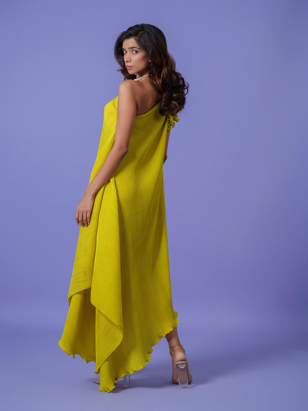 Curly- The Pleated Dress with Ruffled Sleeves