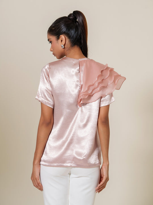 ruban club one sided ruffled top-a chic and elegant statement top featuring an asymmetric ruffle design, perfect for parties and special occasions.