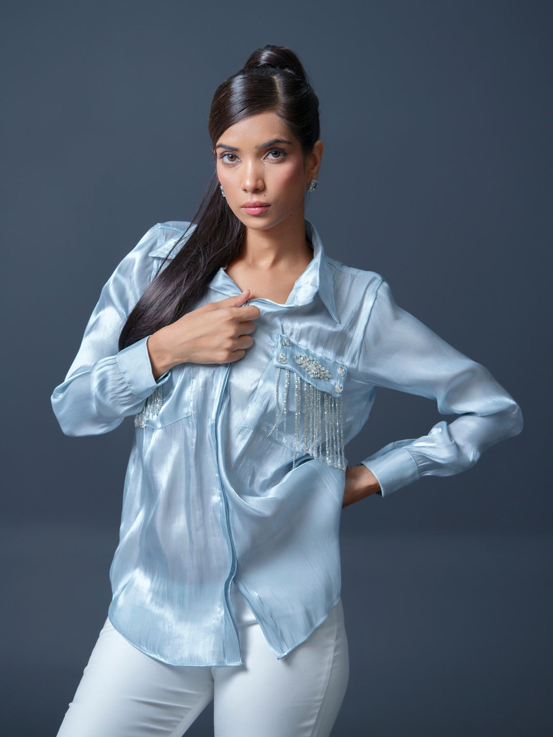 Sansa Club Shirt with tasseled motif on pockets