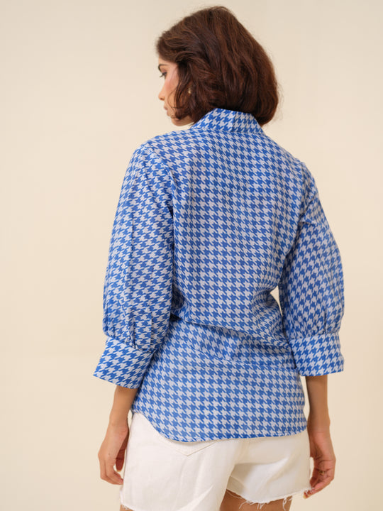 Abby- Houndstooth Patterned Shirt For Women