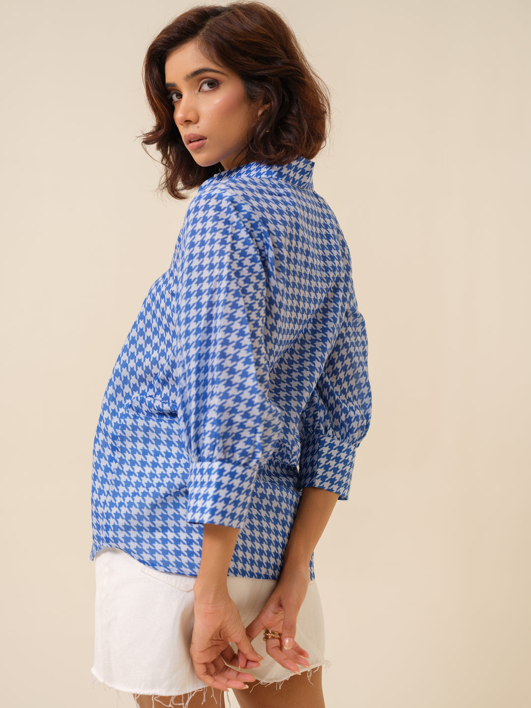 Abby- Houndstooth Patterned Shirt For Women