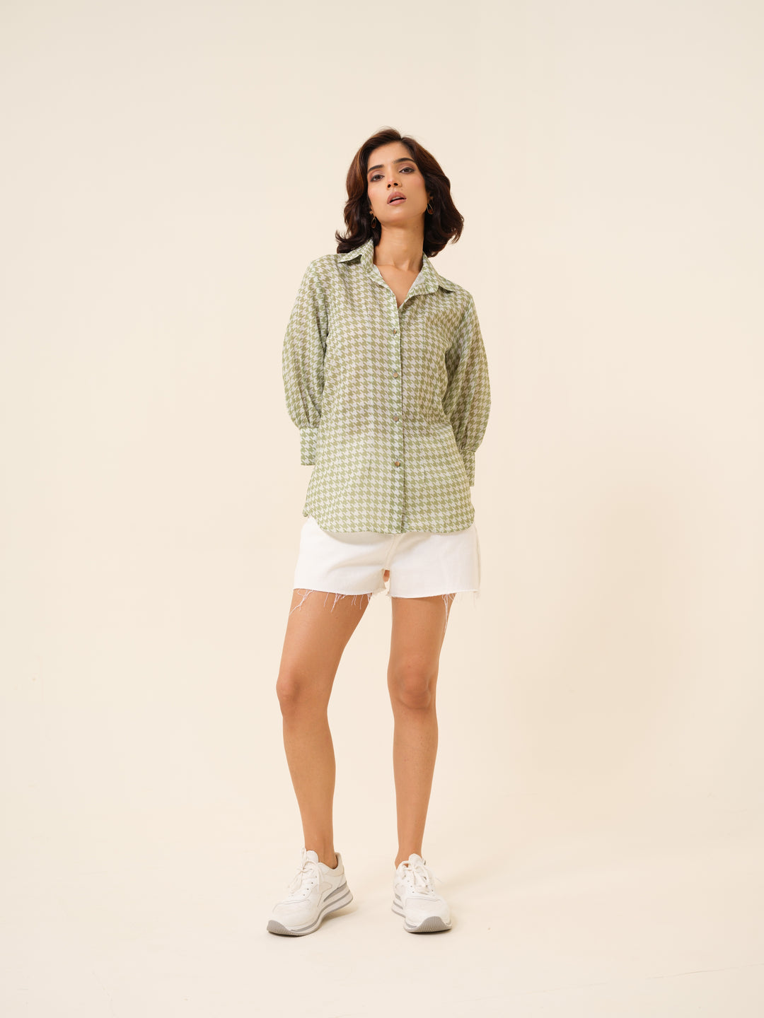 Abby- Houndstooth Patterned Shirt For Women
