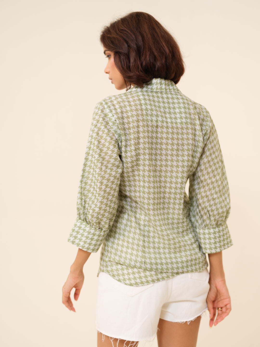 Abby- Houndstooth Patterned Shirt For Women