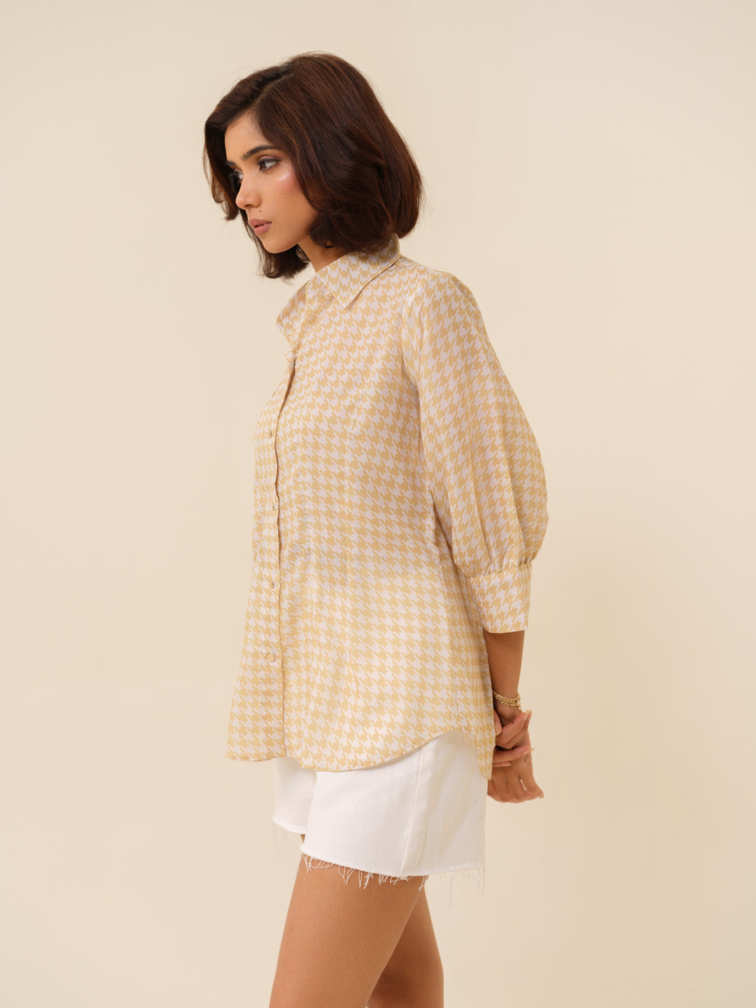 Abby- Houndstooth Patterned Shirt For Women